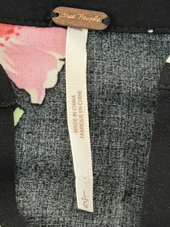 Free People summer black dress with smocked waist and floral print Size Large - Picture 9 of 10